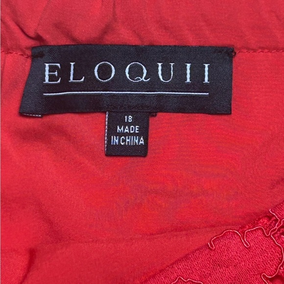 Eloquii Red Lace Fitted Shift Dress Off the Shoulder Bell Flare Sleeves Size 18 - Picture 7 of 9